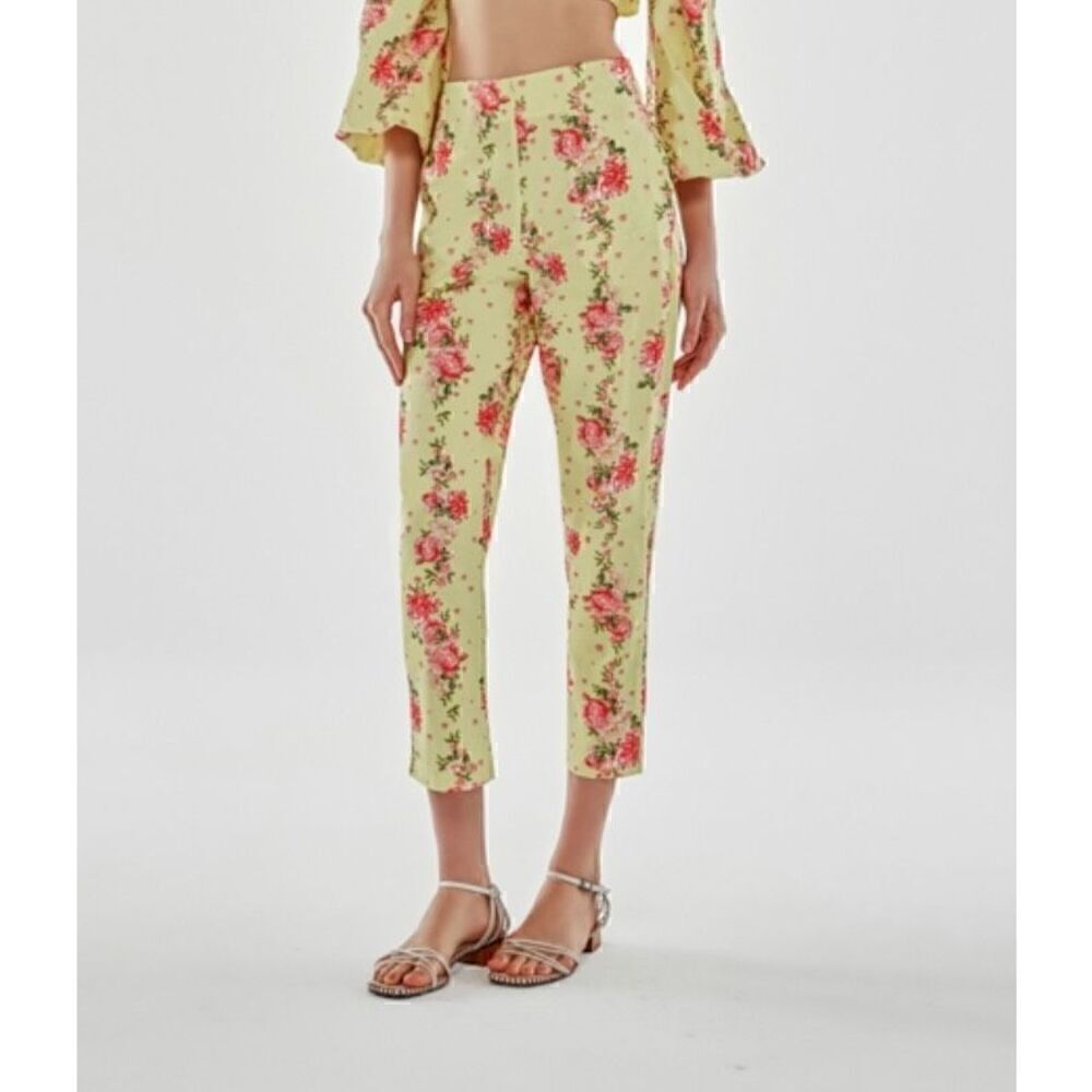 NWT Lalibela Calca Donatello Yellow Floral Pants In Lima Size P/S
